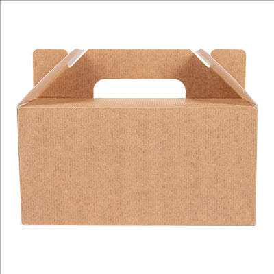 BOÎTES TRANSPORT DE REPAS 'THEPACK' 220 G/M2 18x12x9 CM NATUREL CARTON ONDULÉ NANO-MICRO (100 UNITÉS)