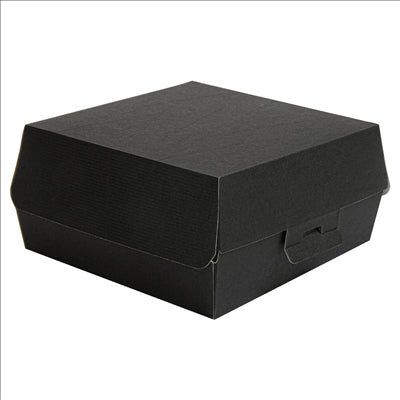 BOÎTES HAMBURGER 'THEPACK' 230 G/M2 17,6x16,8x7,8 CM (XL WIDER) NOIR CARTON ONDULÉ NANO-MICRO (300 UNITÉS)