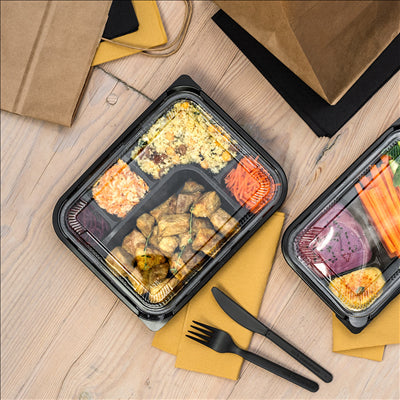 COFFRETS POUR REPAS 5 COMPART.  23,9x19x3,5 CM NOIR PP (200 UNITÉS)