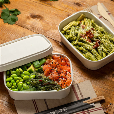 RÉCIPIENTS RECTANGULAIRES 750 ML 320 + 30 PE G/M2 17,3x12,3x5,7 CM BLANC KRAFT (300 UNITÉS)