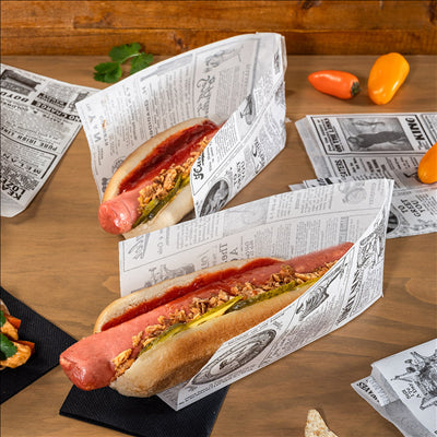 PAPIER INGRAISSABLES OUVERT 2 CÔTÉS - HOT DOG 'TIMES' 35 G/M2 9+3x22 CM BLANC PARCH.INGRAISSABLE (500 UNITÉS)