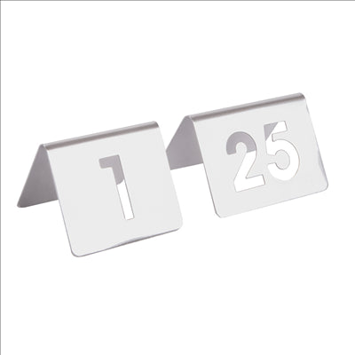 NUMÉROS DE TABLE DU 1 AU 25  7,5x5,5 CM ARGENTE INOX (1 UNITÉ)