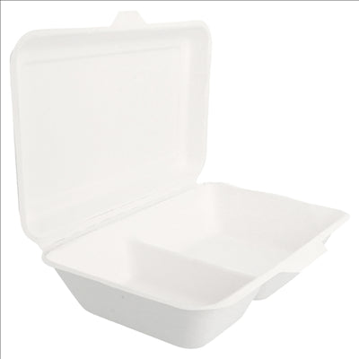 COQUILLES 2 COMPART. 'BIONIC' 1 L 16,5x22,5x6,4 CM BLANC BAGASSE (500 UNITÉS)