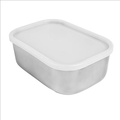 RÉCIPIENT AVEC COUVERCLE 'ARTINOX' 1300 ML 18x13x6 CM ARGENTE INOX + LDPE (12 UNITÉS)