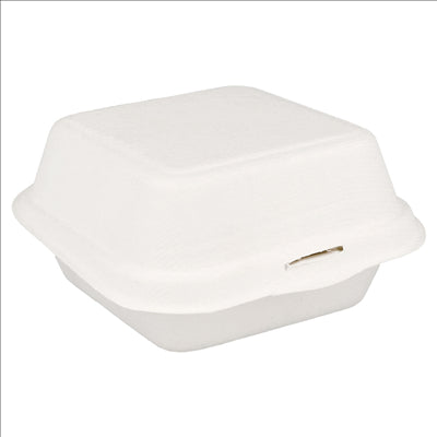 COQUILLES HAMBURGER 'BIONIC' 450 ML 15,2x15x8,4 CM BLANC BAGASSE (600 UNITÉS)