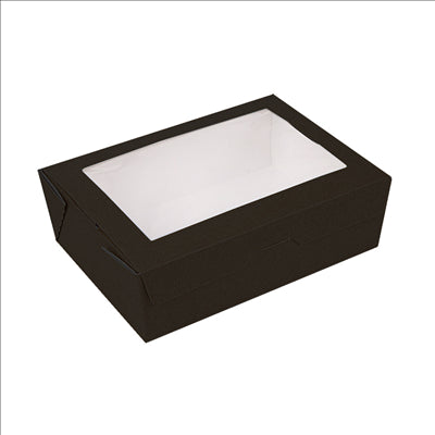 BOÎTES AVEC FENÊTRE 'THEPACK' 1000 ML 230 G/M2 + OPP 12x17x5,5 CM NOIR CARTON ONDULÉ NANO-MICRO (200 UNITÉS)