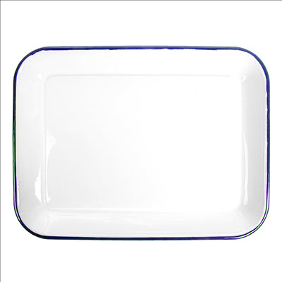PLATEAUX RECTANGULAIRES 'ENAMELWARE'  34,5x25,5x2,8 CM BLANC ACIER ÉMAILLÉ (6 UNITÉS)