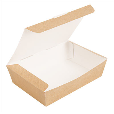 BOÎTES "LUNCH BOX" COUVERCLES 'THEPACK' 1000 ML (32 oz) 220 G/M2 20,5x14,6x5 CM NATUREL CARTON ONDULÉ NANO-MICRO (360 UNITÉS)