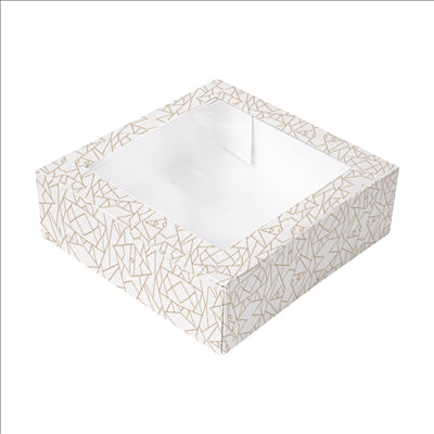 BOÎTES PATISSERIES AVEC FENÊTRE 'THEPACK DECO' 250 G/M2 + OPP 26x26x8 CM BLANC CARTON ONDULÉ NANO-MICRO (50 UNITÉS)