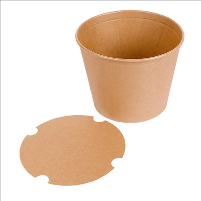 CONTAINERS POULET + COUVERCLES 4500 ML 337 + 18PE G/M2 Ø 21,6/16x16,6 CM NATUREL KRAFT (120 UNITÉS)