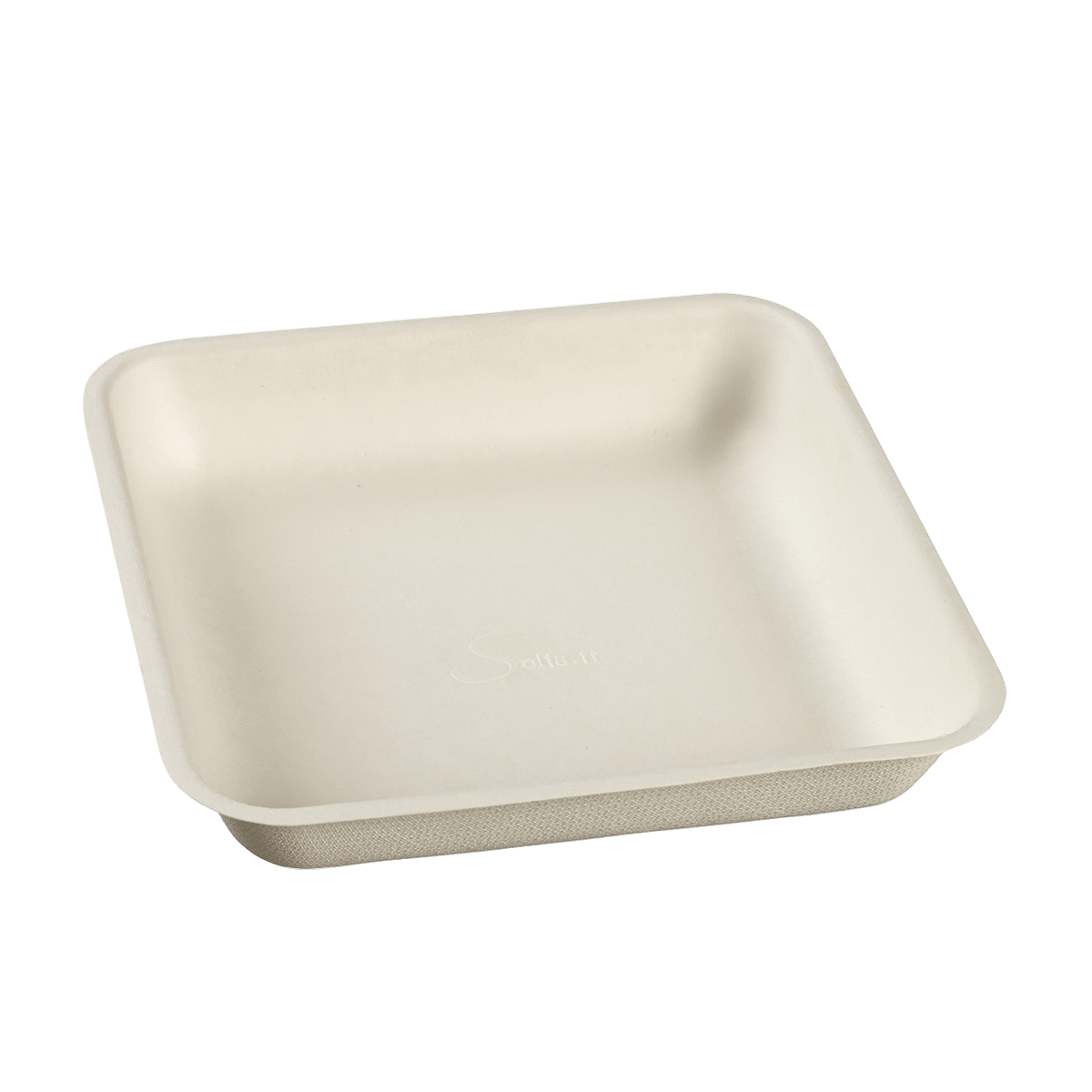Assiette carrée pulpe de canne 192x192x35 mm ｜ 500 Unité(s)