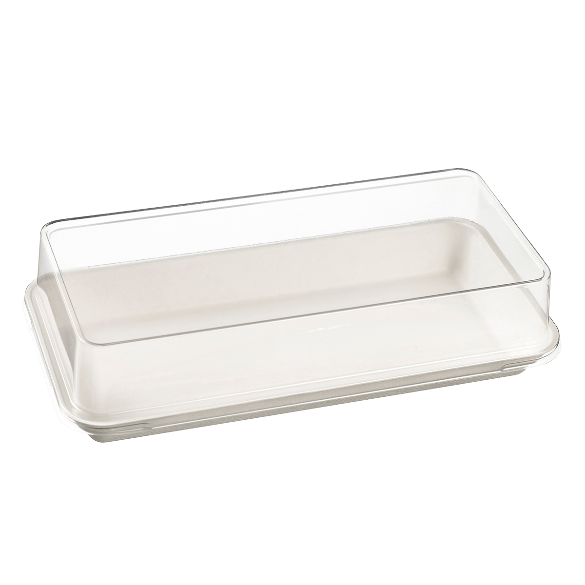 Assiette Kanopée pulpe de canne avec lamination 200x100 mm ｜ 200 Unité(s)