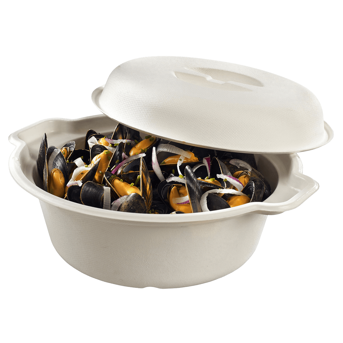 Cocotte pulpe de canne avec lamination + couvercle 1700 ml ｜ 80 Unité(s)