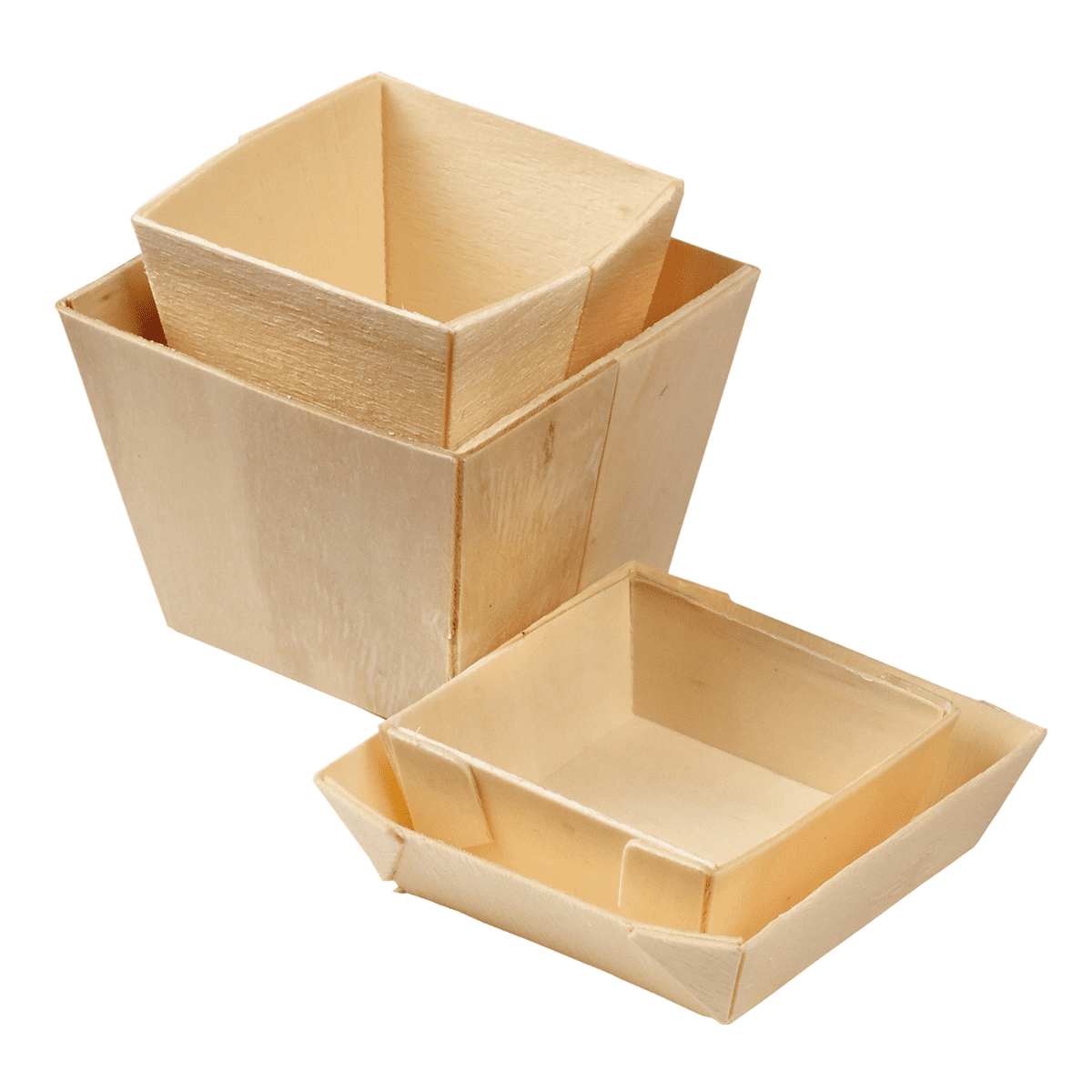 Barquette bois carrée haute + papier cuisson 65 ml ｜ 300 Unité(s)