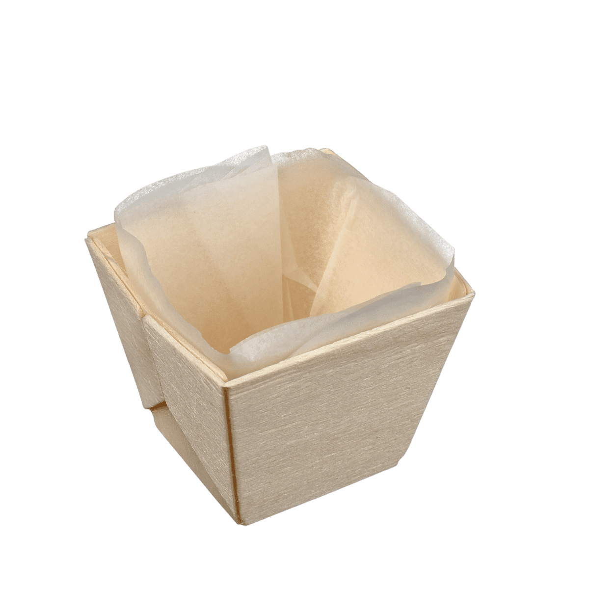 Barquette bois carrée haute + papier cuisson 65 ml ｜ 300 Unité(s)