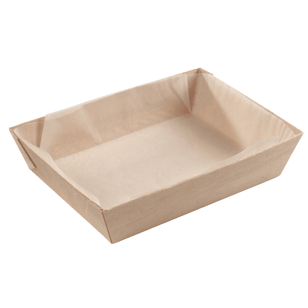 Barquette bois rectangle + papier cuisson 815 ml ｜ 100 Unité(s)