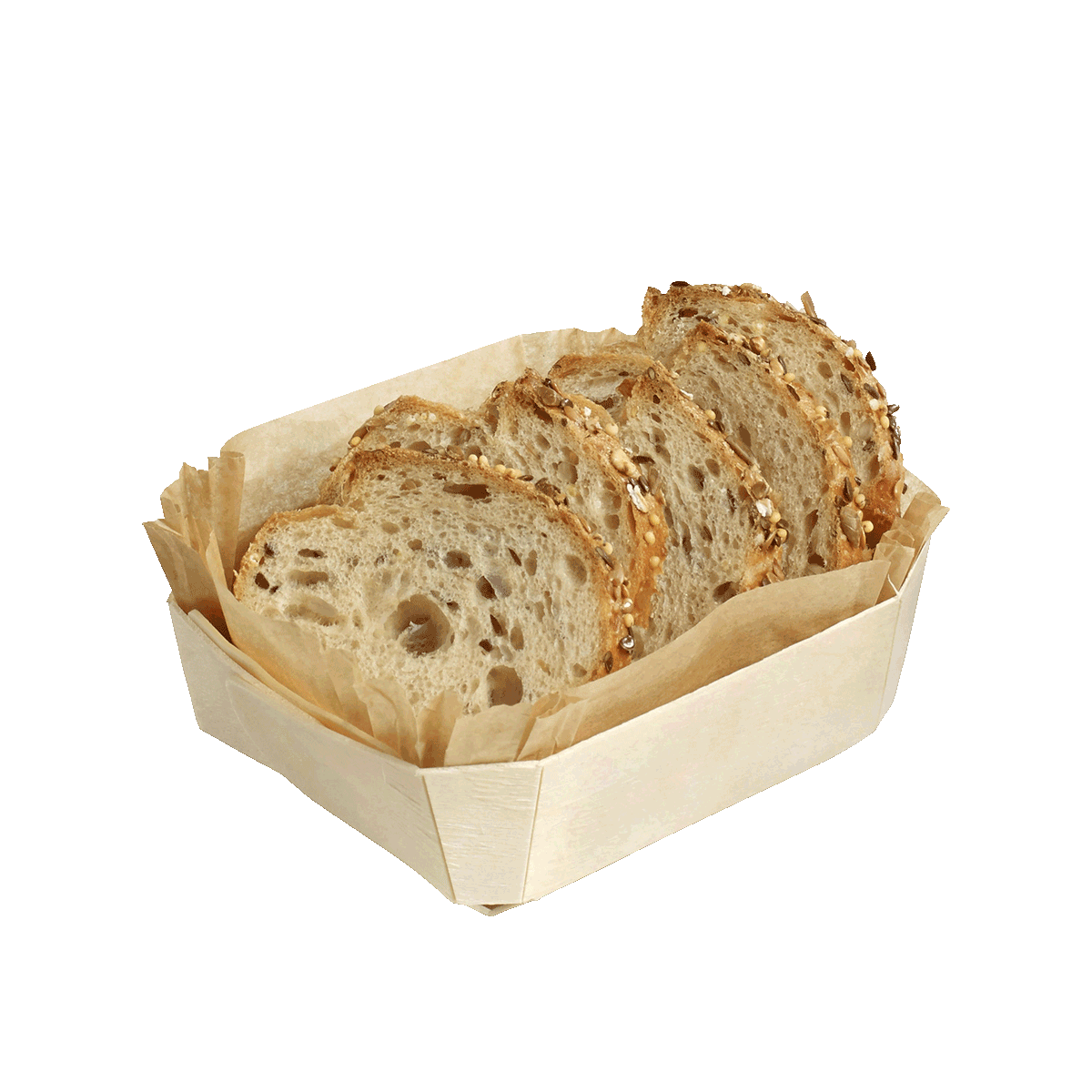 Barquette bois rectangle + papier cuisson 123x97x39 mm ｜ 180 Unité(s)