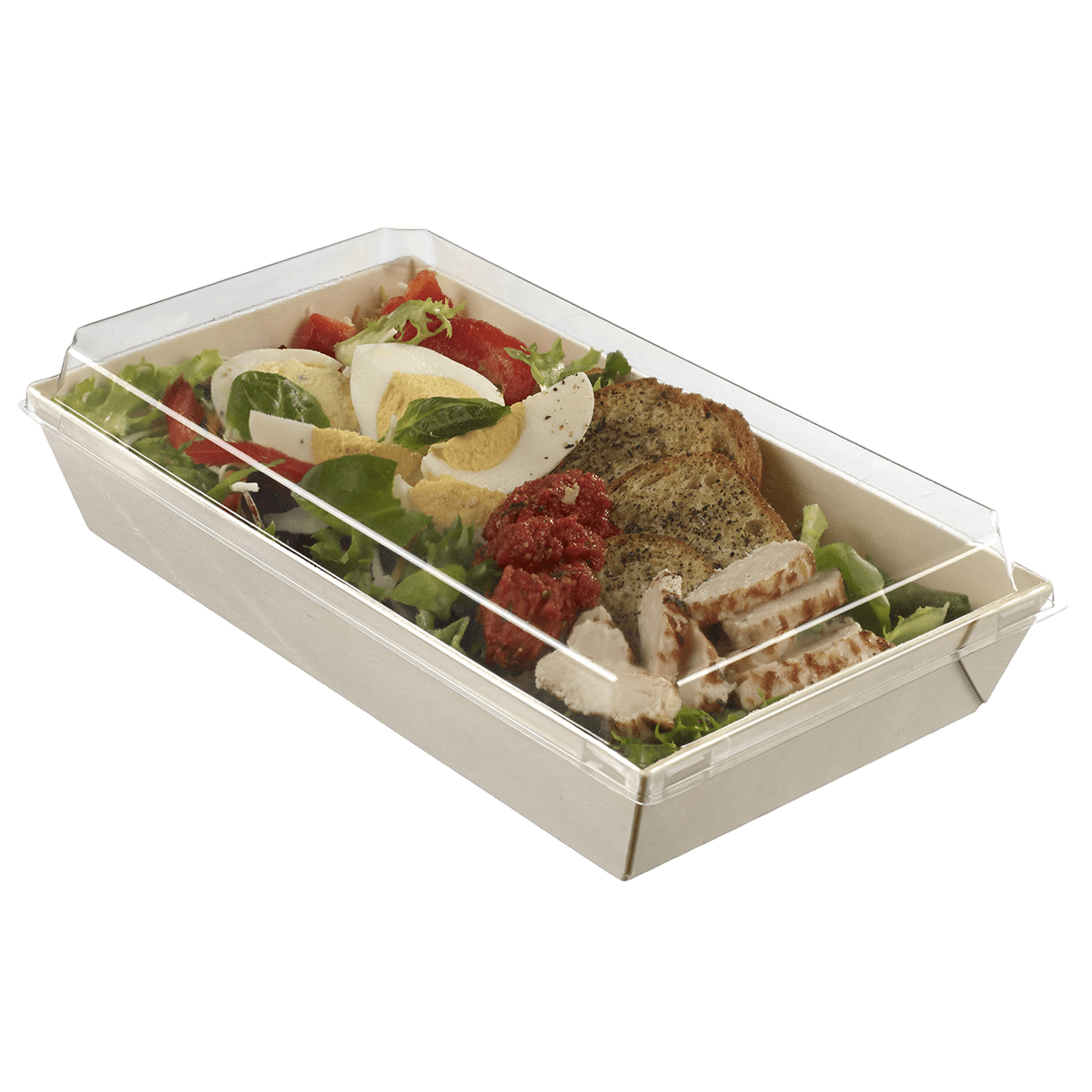 Barquette bois avec lamination + couvercle 700 ml ｜ 200 Unité(s)