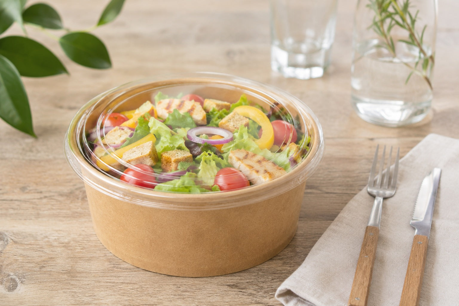 Saladier carton kraft rond 1000 mL | Carton de 300 unités