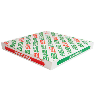 BOÎTES PIZZA 'THEPACK' 330 G/M2 46x46x5 CM BLANC CARTON ONDULÉ MICROCANAL (100 UNITÉS)