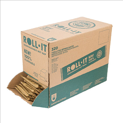 RINCE-DOIGTS FLUSHABLE 'ROLL-IT - FEEL GREEN' 50 G/M2 14,5x4 CM BLANC CELLULOSE (1280 UNITÉS)