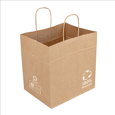 SACS SOS TRAITEUR AVEC ANSES  80 G/M2 26+17x24 CM NATUREL KRAFT (250 UNITÉS)