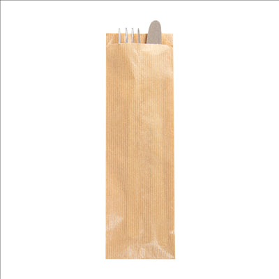 ÉTUIS POUR COUVERTS  32 G/M2 7+4x22 CM NATUREL KRAFT (500 UNITÉS)