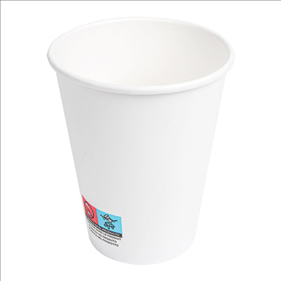 GOBELETS BOISSONS CHAUDES 1 PAROI 360 ML 300 + 18 PE G/M2 Ø9/6x11 CM BLANC CARTON (900 UNITÉS)