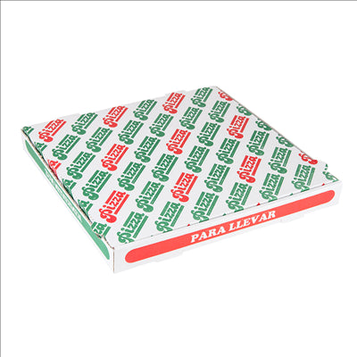 BOÎTES PIZZA 'THEPACK' 330 G/M2 33x33x3,8 CM BLANC CARTON ONDULÉ MICROCANAL (100 UNITÉS)