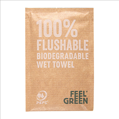 RINCE-DOIGTS FLUSHABLE KRAFT 'FEEL GREEN' 50 G/M2 6,8x10 CM BLANC CELLULOSE (1200 UNITÉS)