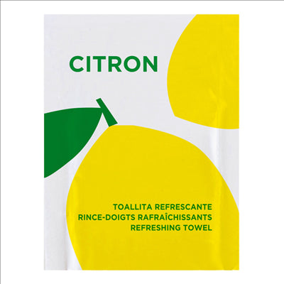 RINCE-DOIGTS RAFRAÎCHISSANTS "CITRON"  45 G/M2 6x8 CM BLANC CELLULOSE (2000 UNITÉS)