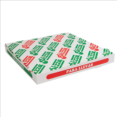 BOÎTES PIZZA 'THEPACK' 330 G/M2 36x36x4 CM BLANC CARTON ONDULÉ MICROCANAL (100 UNITÉS)