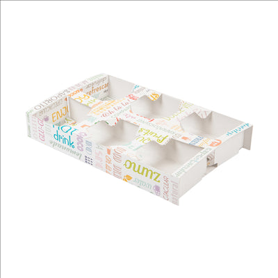 PLATEAUX REPAS À EMPORTER 6 VERRES 'PAROLE' 450 G/M2 27,5x16x4 CM BLANC CARTON (400 UNITÉS)