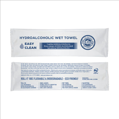 RINCE-DOIGTS HYDROALCOOLIQUES "ROLL-IT" 'EASY CLEAN' 50 G/M2 14,5x4 CM BLANC CELLULOSE (600 UNITÉS)