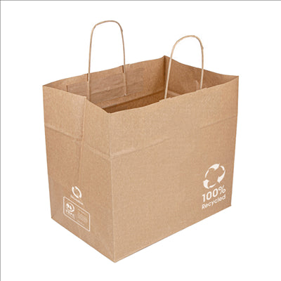 SACS SOS TRAITEUR AVEC ANSES  90 G/M2 32+21x28,5 CM NATUREL KRAFT (250 UNITÉS)