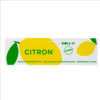 RINCE-DOIGTS FLUSHABLE 'ROLL-IT - CITRON' 50 G/M2 14,5x4 CM BLANC CELLULOSE (1280 UNITÉS)