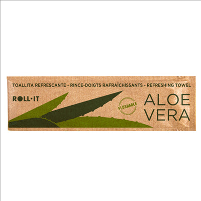 RINCE-DOIGTS FLUSHABLE 'ROLL-IT - ALOE VERA' 50 G/M2 14,5x4 CM BLANC CELLULOSE (1280 UNITÉS)