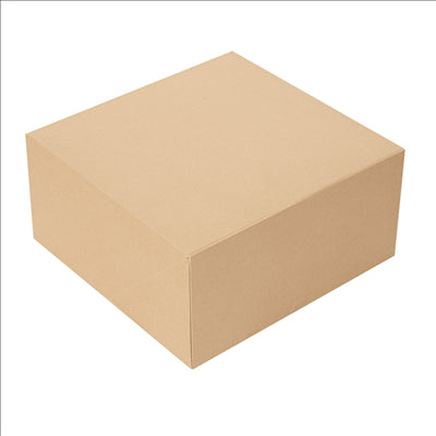 BOÎTES PATISSERIES SANS FENÊTRE 'THEPACK' 240 G/M2 24x24x12 CM NATUREL CARTON ONDULÉ NANO-MICRO (100 UNITÉS)