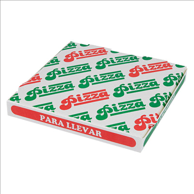 BOÎTES PIZZA 'THEPACK' 330 G/M2 24x24x3 CM BLANC CARTON ONDULÉ MICROCANAL (100 UNITÉS)