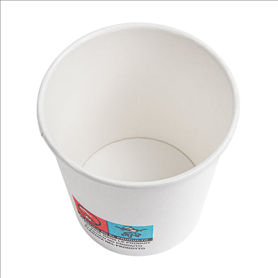 GOBELETS BOISSONS CHAUDES 1 PAROI 120 ML 230 + 18 PE G/M2 Ø6,2/4,5x6 CM BLANC CARTON (1000 UNITÉS)