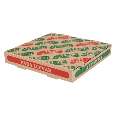 BOÎTES PIZZA 'THEPACK' 330 G/M2 26x26x3,8 CM NATUREL CARTON ONDULÉ MICROCANAL (100 UNITÉS)