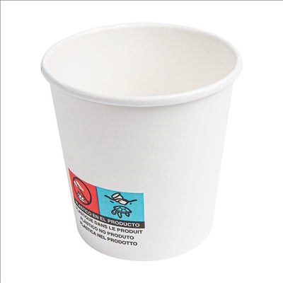 GOBELETS BOISSONS CHAUDES 1 PAROI 120 ML 230 + 18 PE G/M2 Ø6,2/4,5x6 CM BLANC CARTON (1000 UNITÉS)