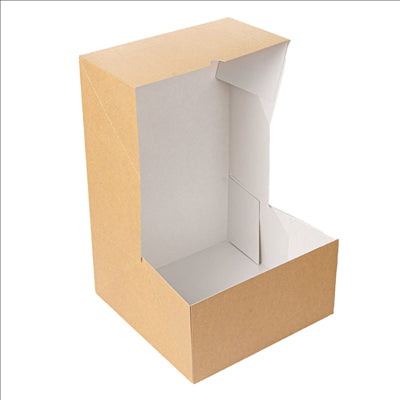 BOÎTES PATISSERIES SANS FENÊTRE 'THEPACK' 240 G/M2 24x24x12 CM NATUREL CARTON ONDULÉ NANO-MICRO (100 UNITÉS)