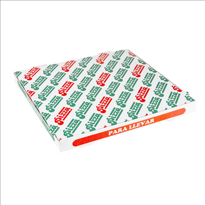 BOÎTES PIZZA 'THEPACK' 330 G/M2 40x40x3,8 CM BLANC CARTON ONDULÉ MICROCANAL (100 UNITÉS)